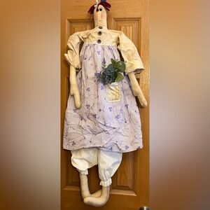 Primitive Springtime Annie Rag Doll Handmade Folk Art Primitive Antiqued 39”